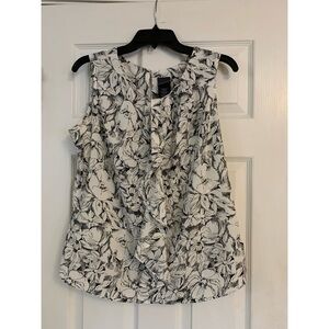 Floral Black and White Sleeveless Top Covington